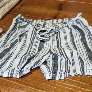 Elegant Gray and White Striped High Waist Shorts